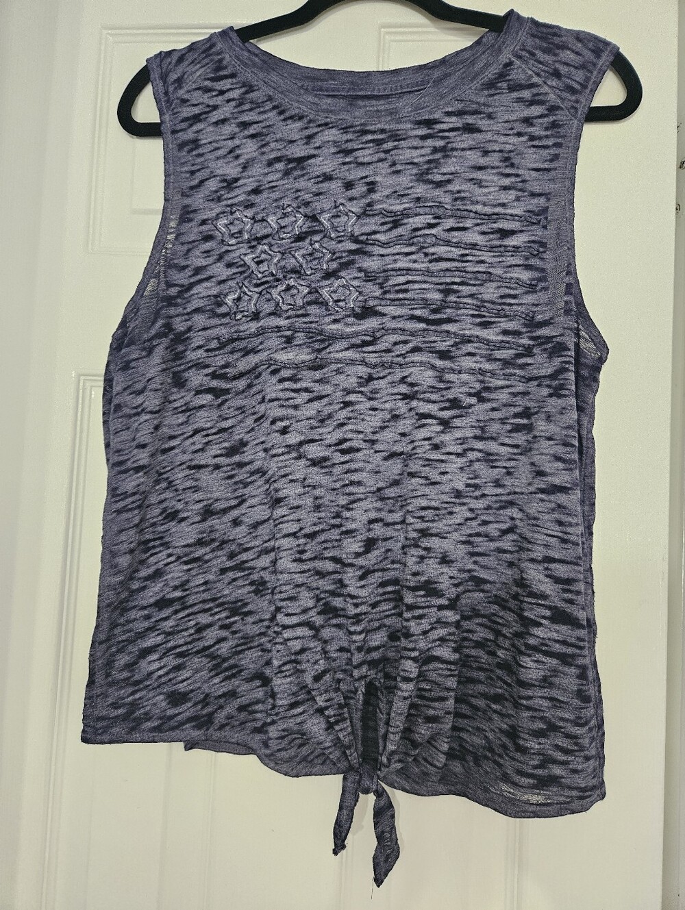 Lucky Brand Burnout American Flag Tie Front Tank Top